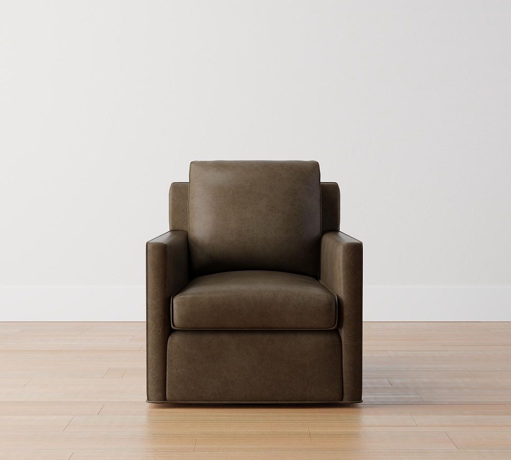 Duncan Leather Swivel Armchair | Pottery Barn