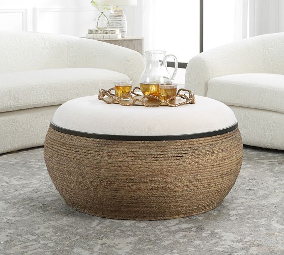 Round woven deals coffee table