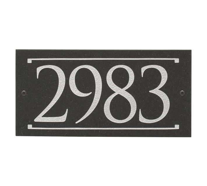 Black Granite Rectangle Trajan Engraved Address Sign
