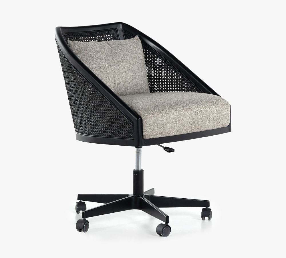 Elm Upholstered Cane Desk Chair Pottery Barn