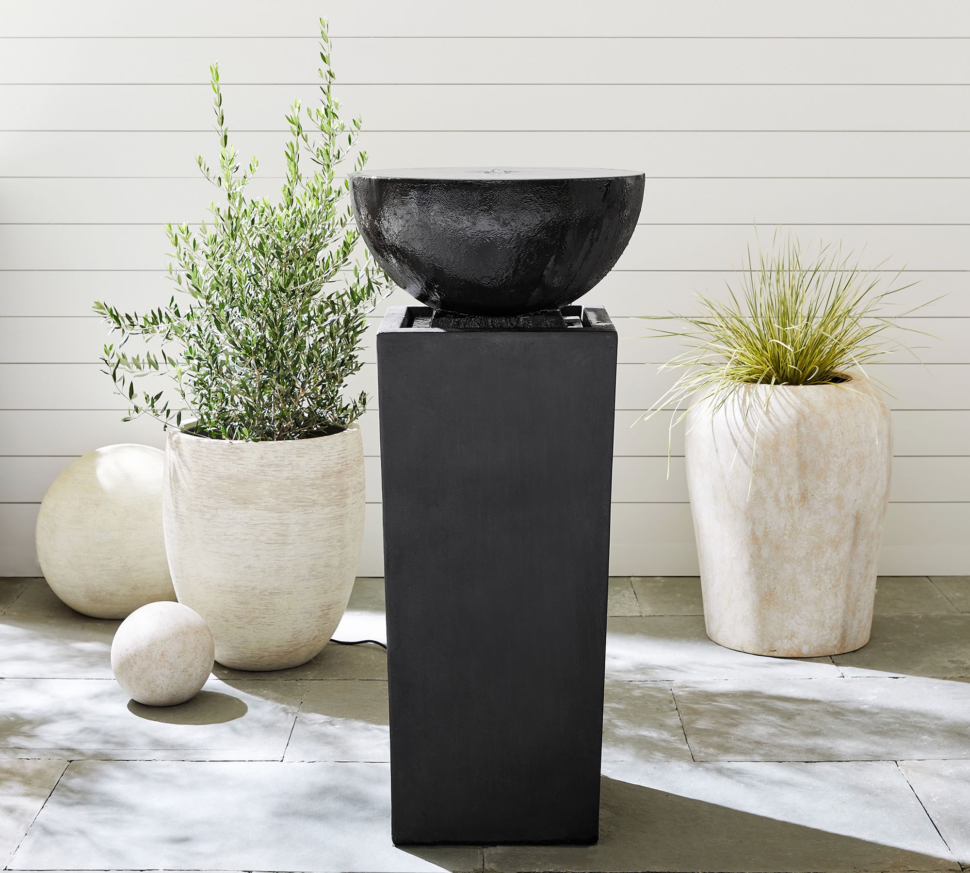 Tall Black Pedestal Fountain