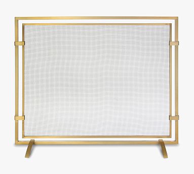 Single Sinclair Panel Fireplace Screen - Brass