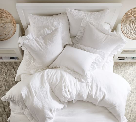 White ruffle outlet pillow shams