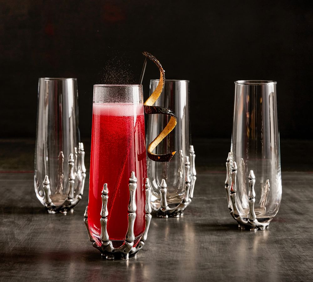 Win a Pair of Spooky Skeleton Hand Martini Glasses - Pottery Barn