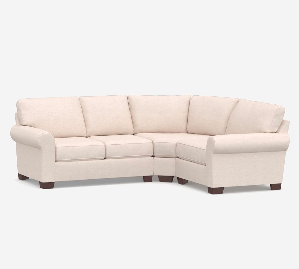 Buchanan Roll Arm Upholstered Curved 3-Piece Sectional With Wedge