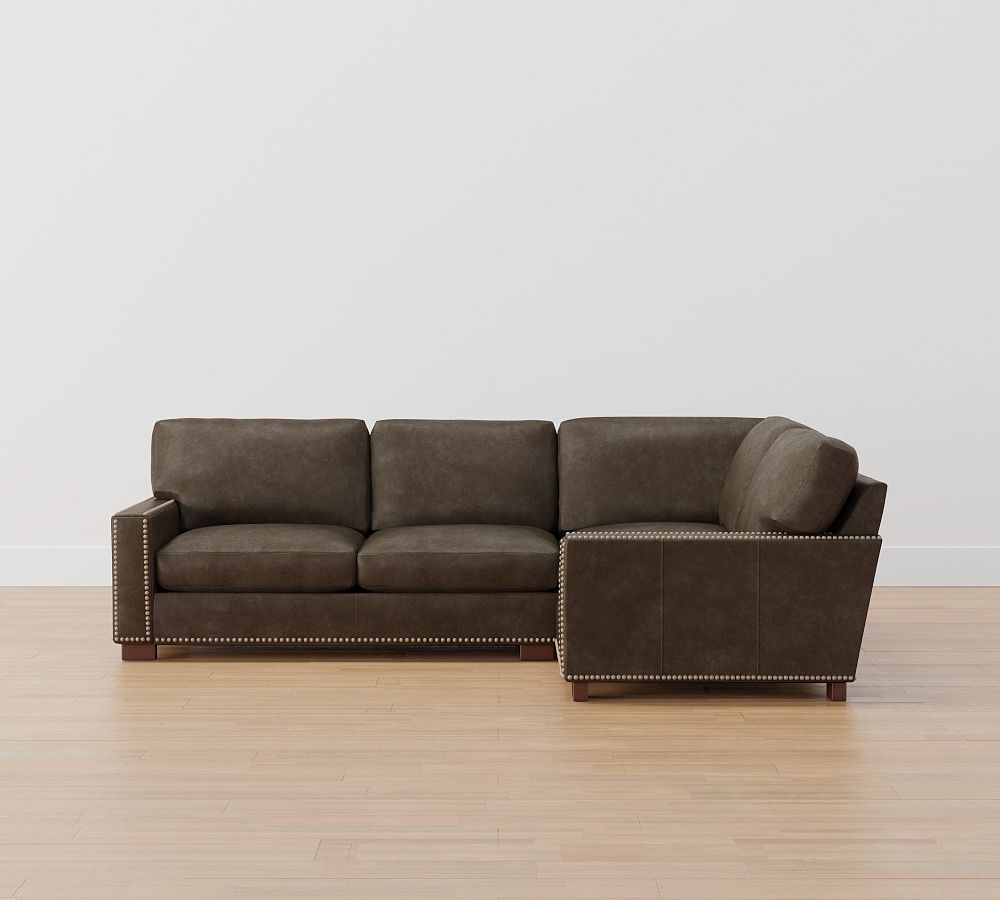 Turner Square Arm Leather 3-Piece Sectional (106&quot;-111&quot;)