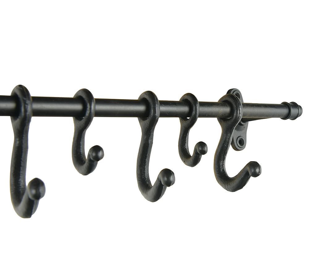 Wall Mounted Metal Bar with Hooks, 48