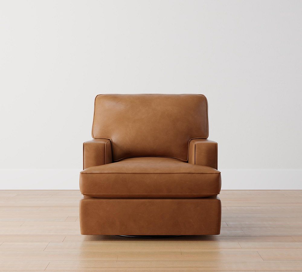 Buchanan Square Arm Leather Swivel Chair
