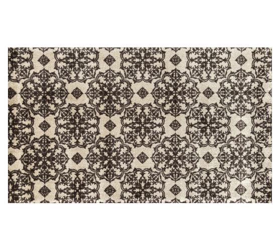 Foundry Select Beige/Black Machine Washable Indoor/Outdoor Rug