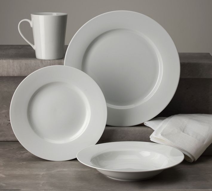 Williams Sonoma RESTAURANT Dinnerware Classic White Rimmed Soup Bowls 8 Set  of 3 