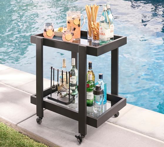 Malibu Metal Bar Cart Pottery Barn