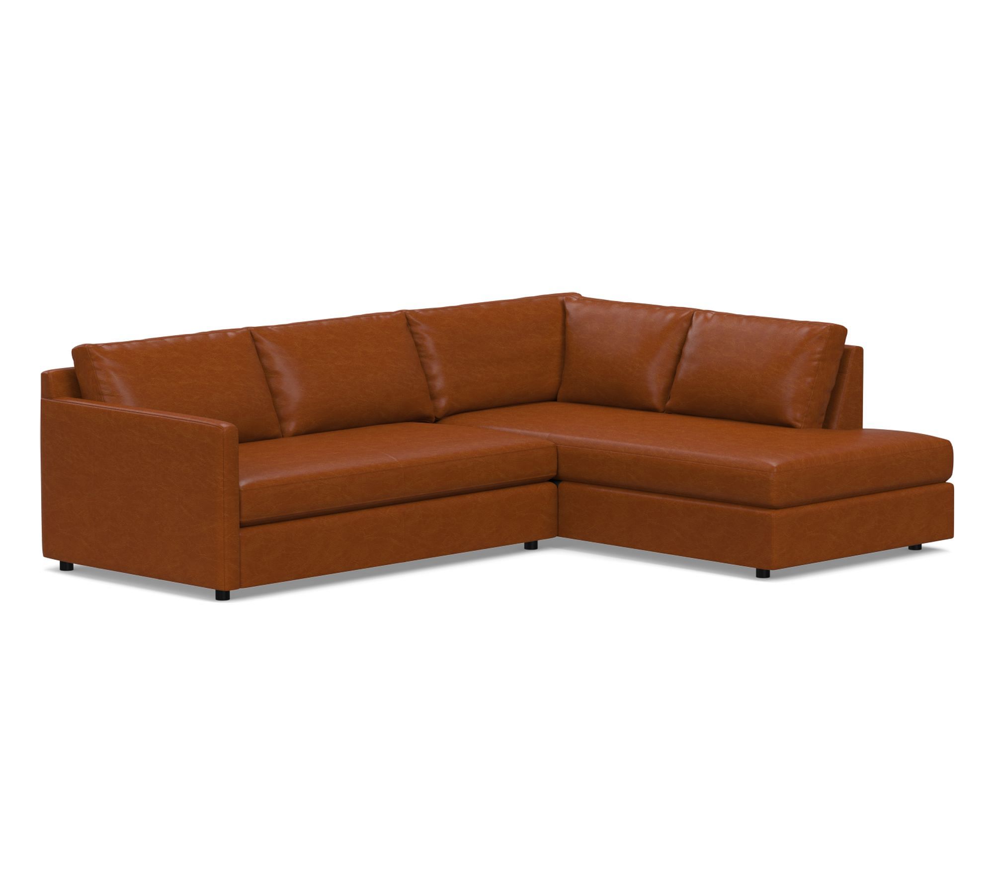 Pacifica Leather Return Bumper Sectional (106")