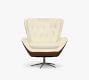 Wells Tufted Leather Shearling Swivel Chair