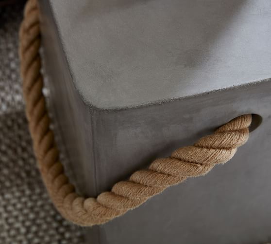 Coastal Concrete & Rope Outdoor Side Table Pottery Barn