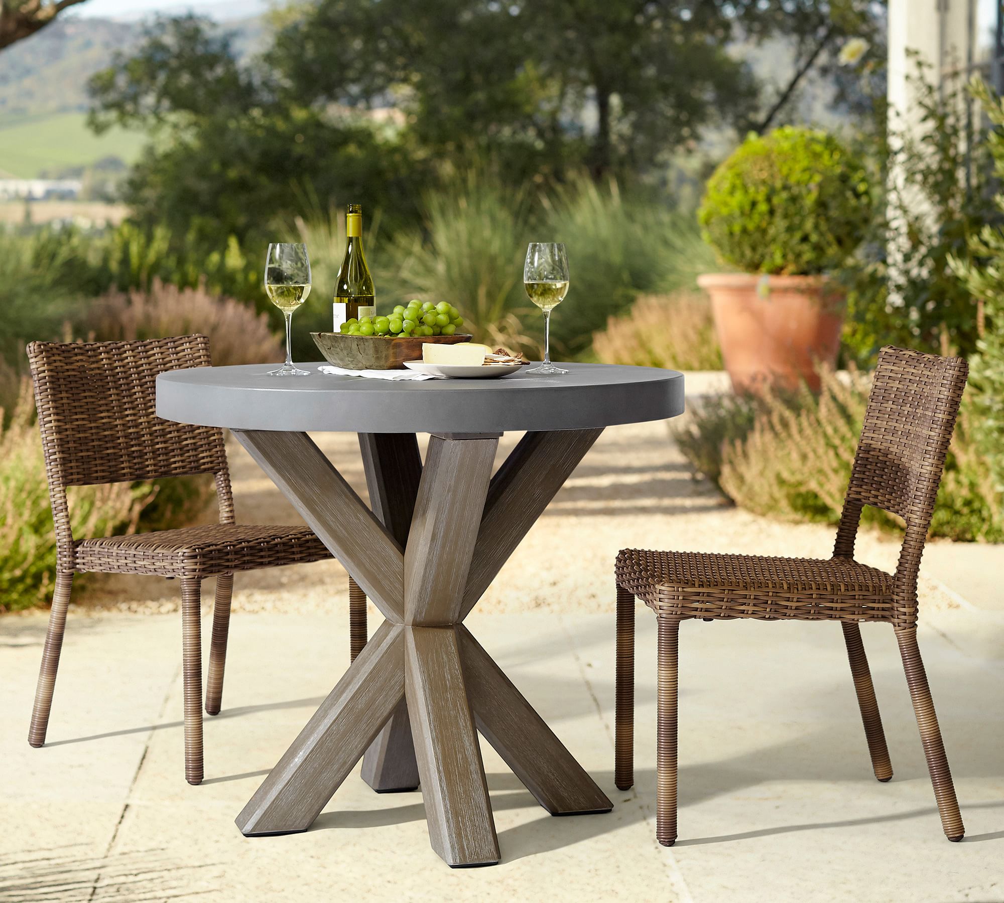 Abbott Concrete Bistro Table + Torrey Stackable Chair Dining Set
