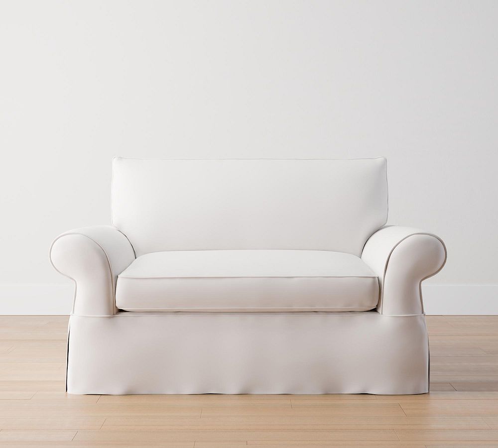 Pearce Roll Arm Slipcovered Twin Sleeper Sofa with Memory Foam Mattress