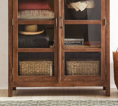 Charleston Lidded Storage Basket - Gray | Pottery Barn