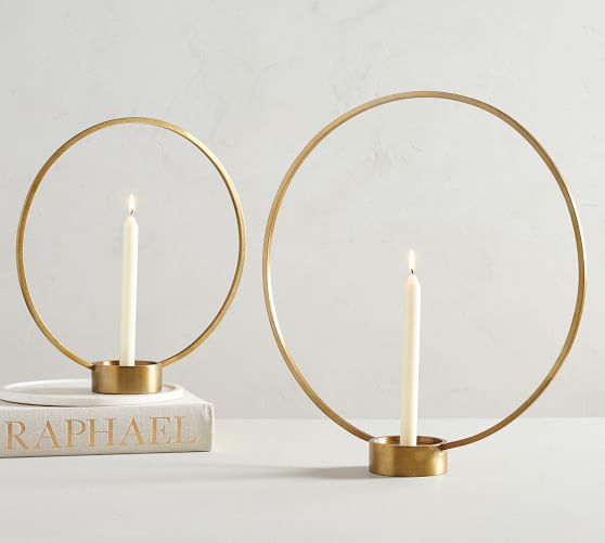 Kinsey Circular Brass Candlesticks Pottery Barn
