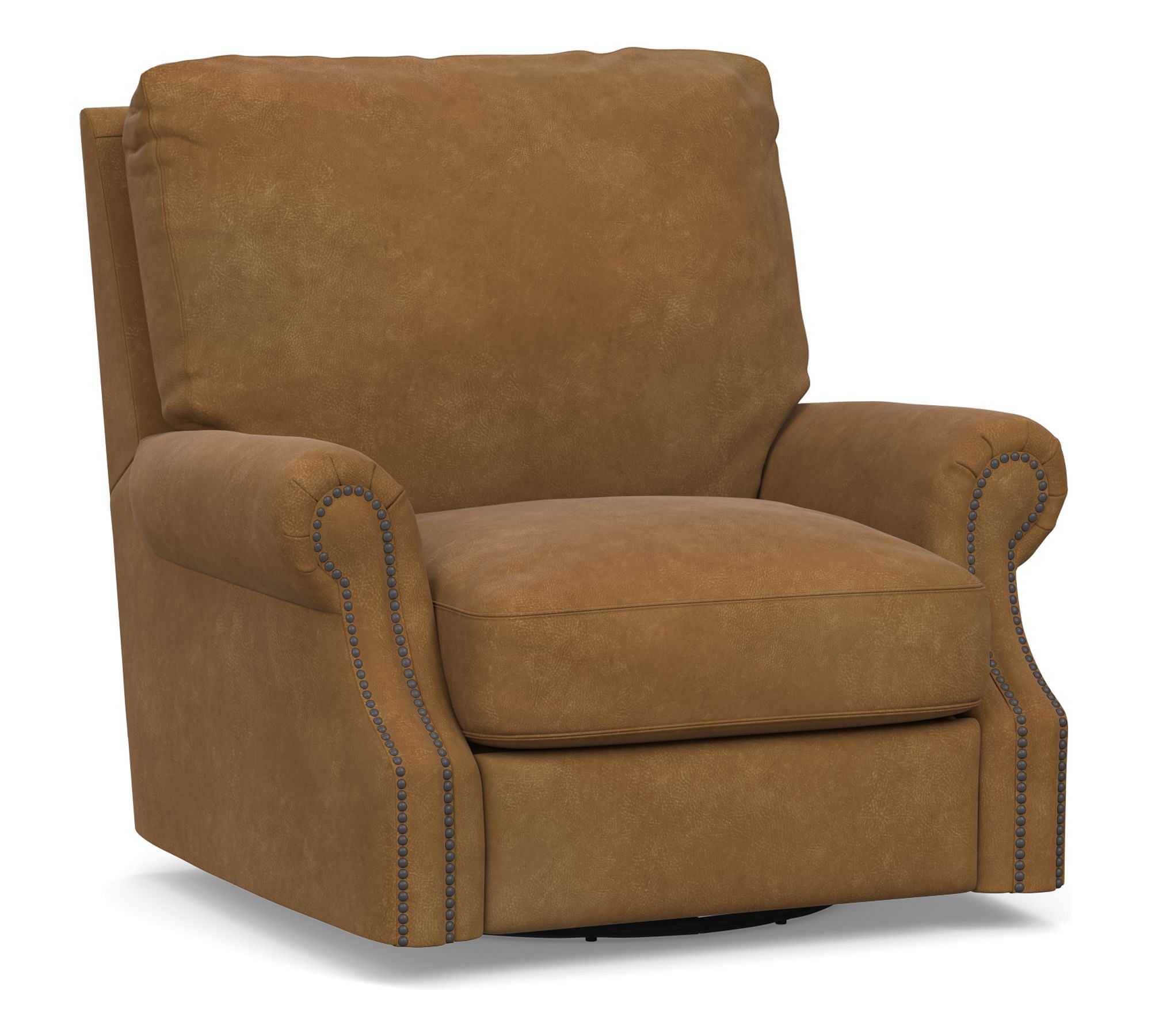 James Roll Arm Leather Swivel Chair