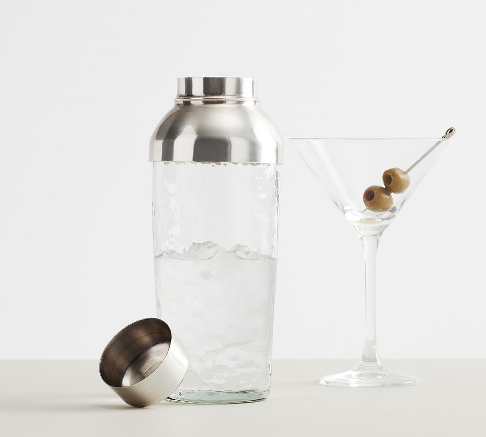 PEBBLED GLASS AND HAMMERED METAL COCKTAIL SHAKER – Agate and Birch