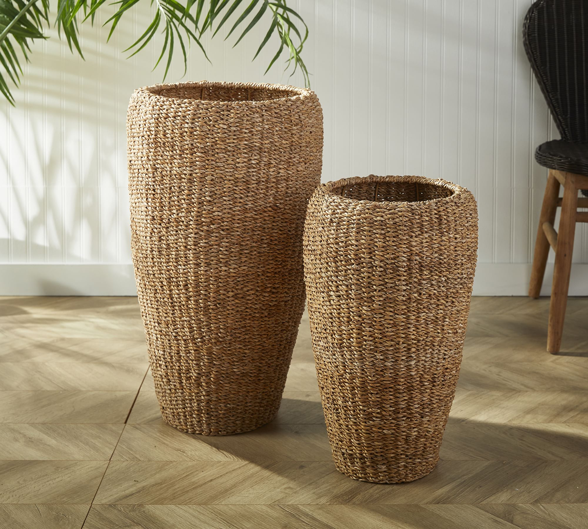 Andria Handwoven Tall Seagrass Planters - Set of 2