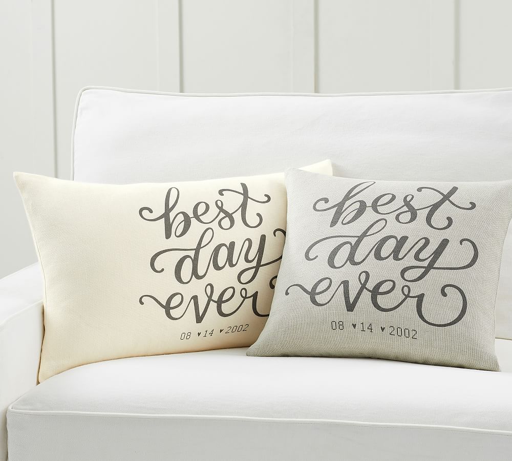 Personalized Best Day Ever Linen Pillow Cover