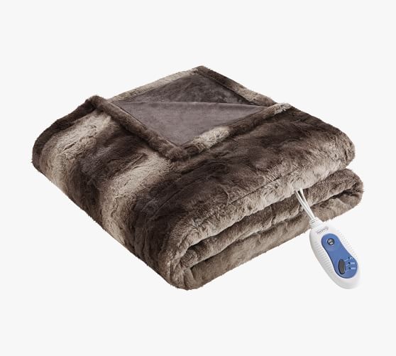 Beautyrest® Heated Oversized Faux Fur Throw Blanket Pottery Barn