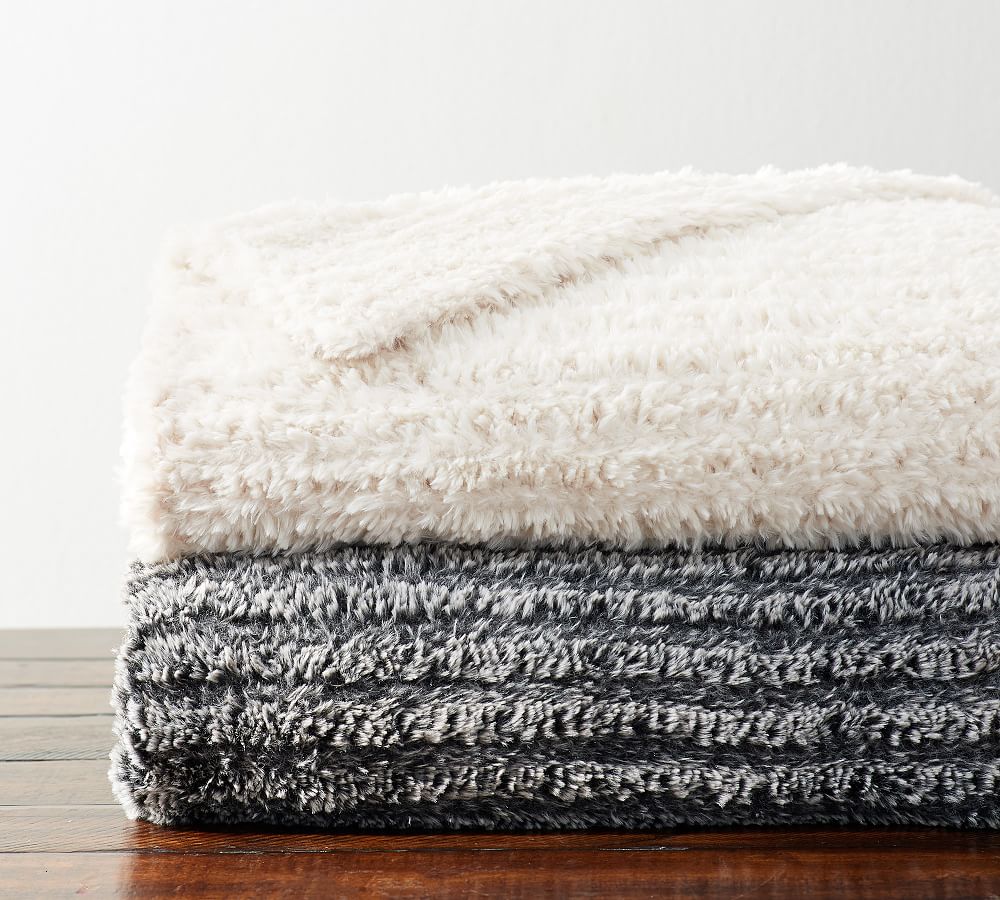 Faux Fur Knitted Oversized Throw Blanket