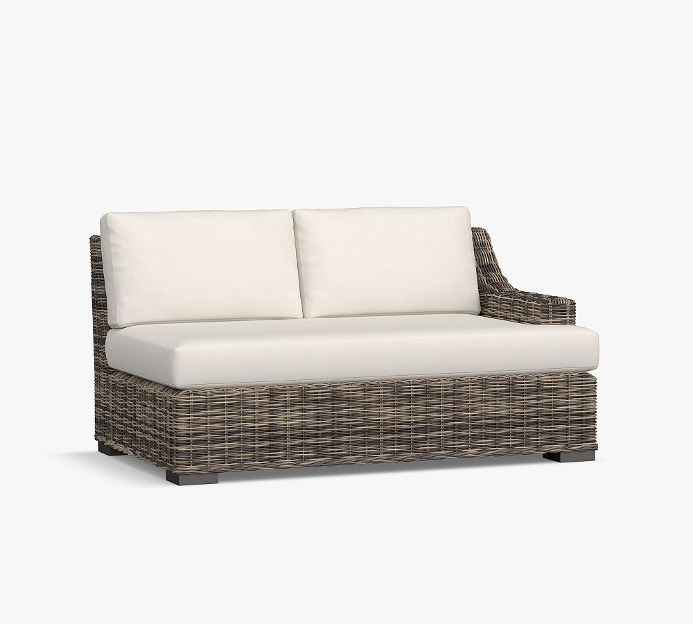 OPEN BOX: Huntington All-Weather Wicker Slope Sectional, Right-Arm Loveseat with Cushion, Gray