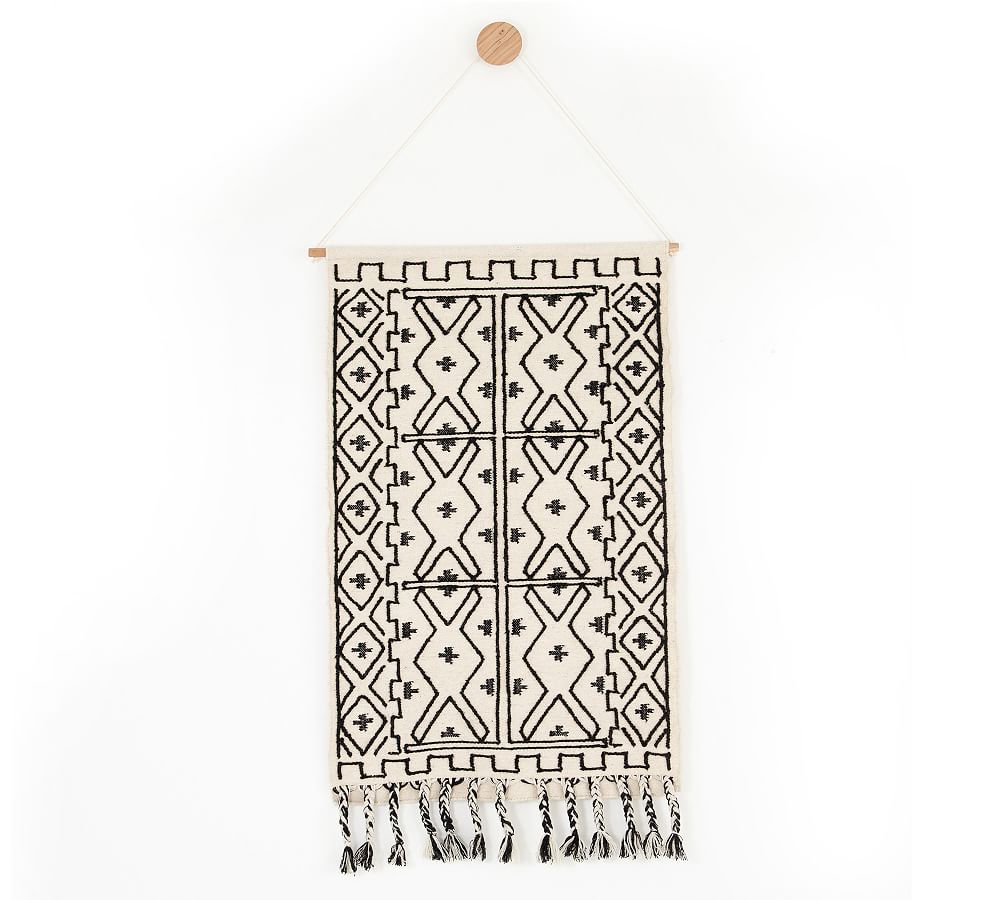 Black White Printed Tapestry Wall Hanging Pottery Barn