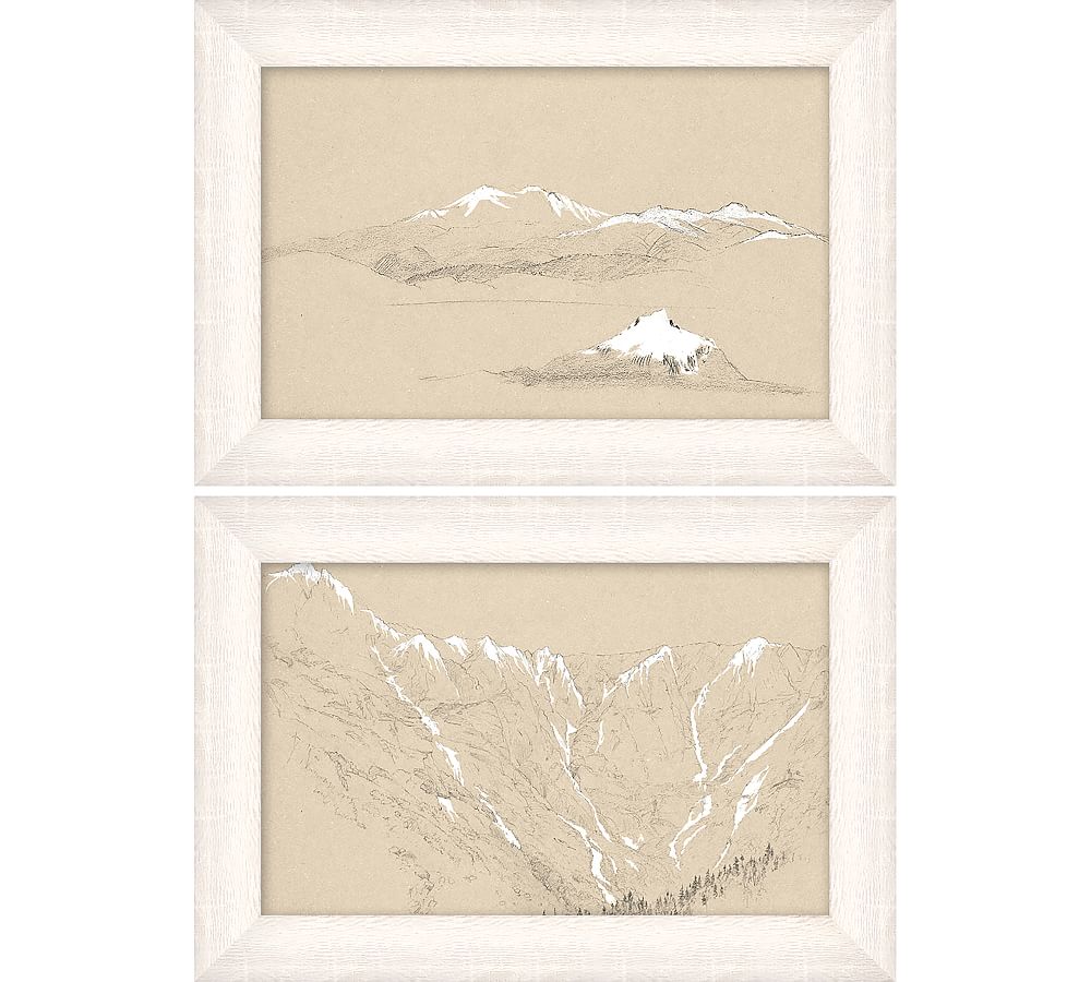 Snowcapped Sketch Framed Print