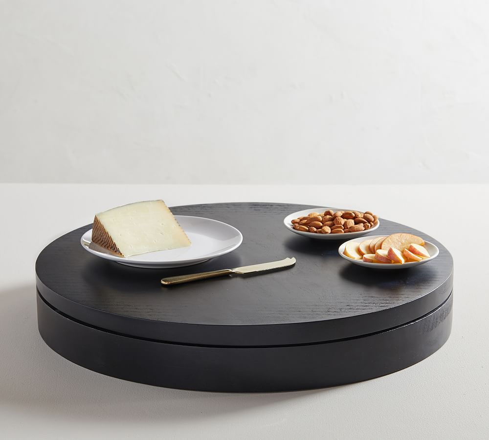 Black Wooden Rotating Lazy Susan