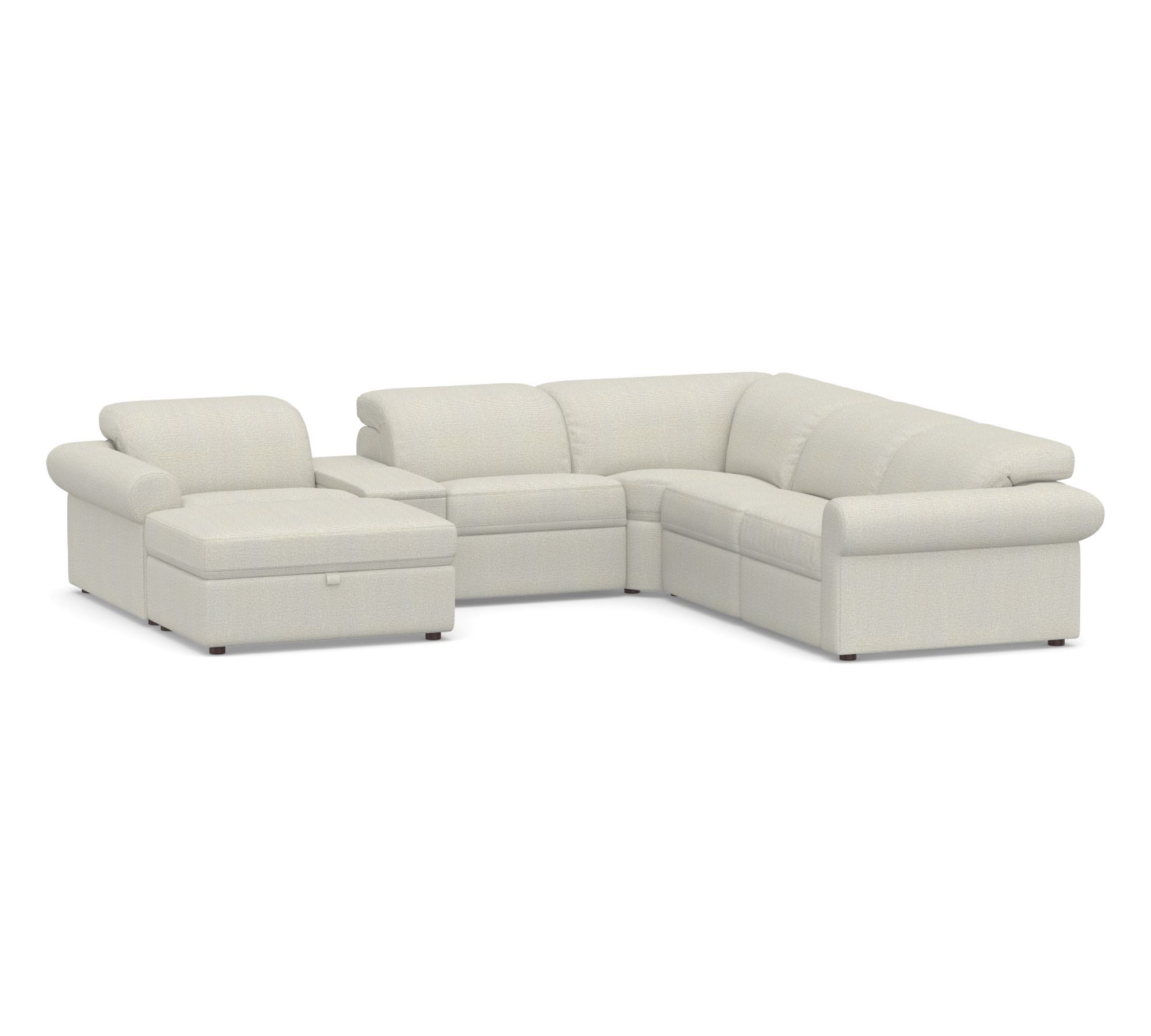 Ultra Lounge Roll Arm 7-Piece Reclining Wedge Sectional (130")