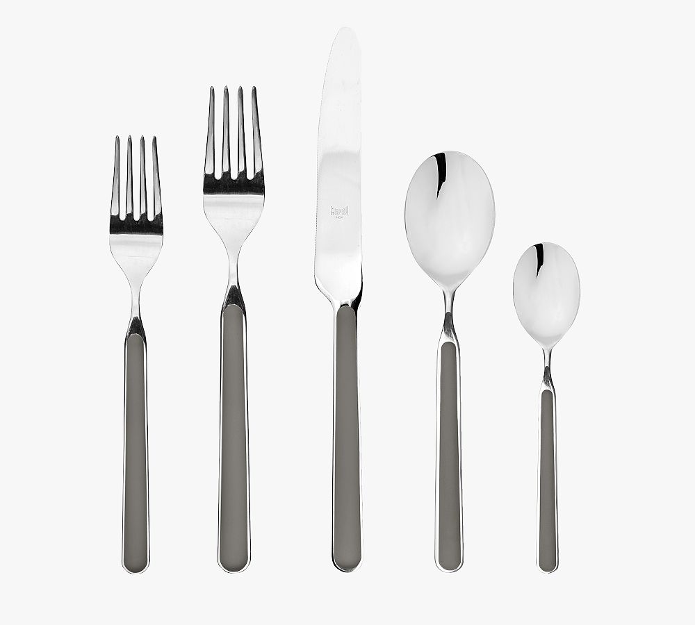 Fantasia Italian Color Handled Flatware Sets - Charcoal, 20-piece