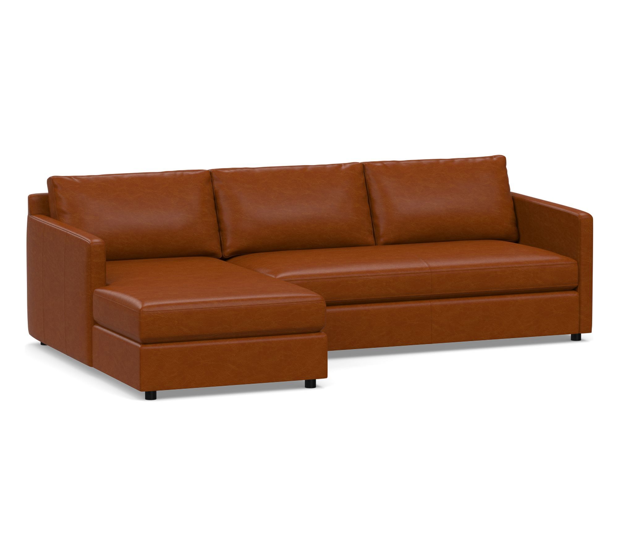 Pacifica Leather Chaise Sectional (100")