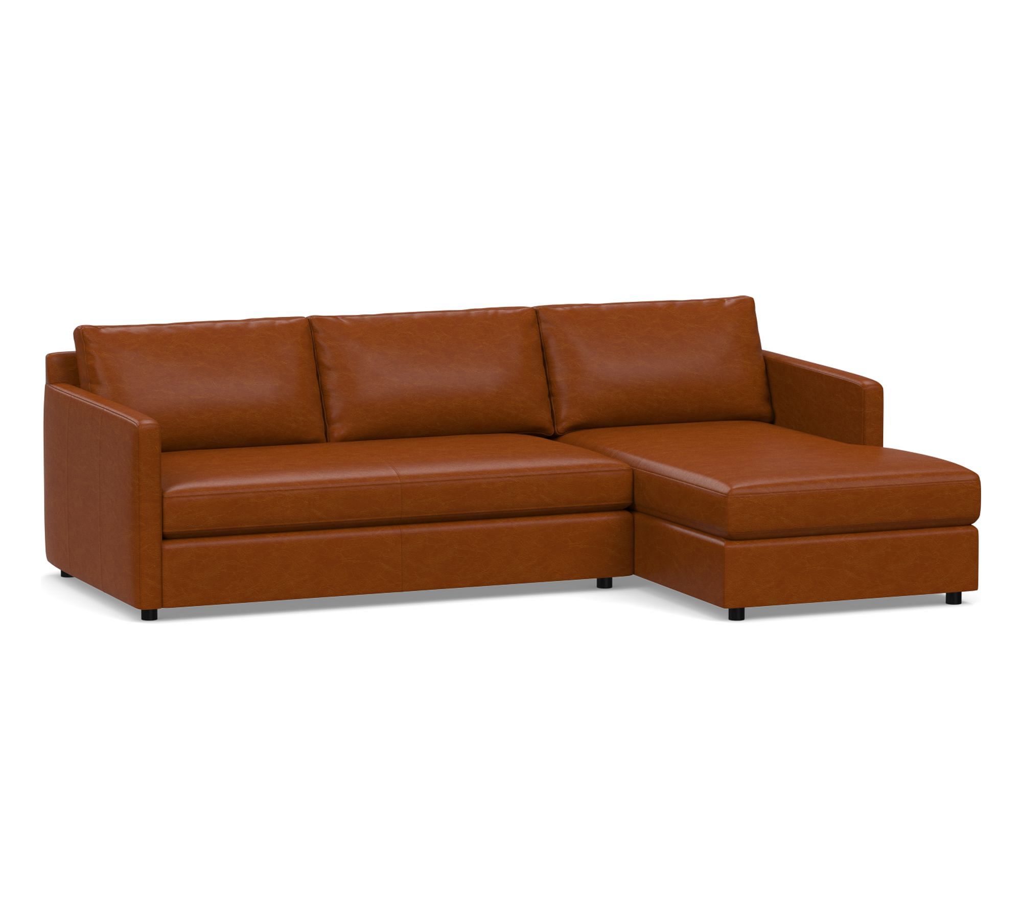 Pacifica Leather Chaise Sectional (100")