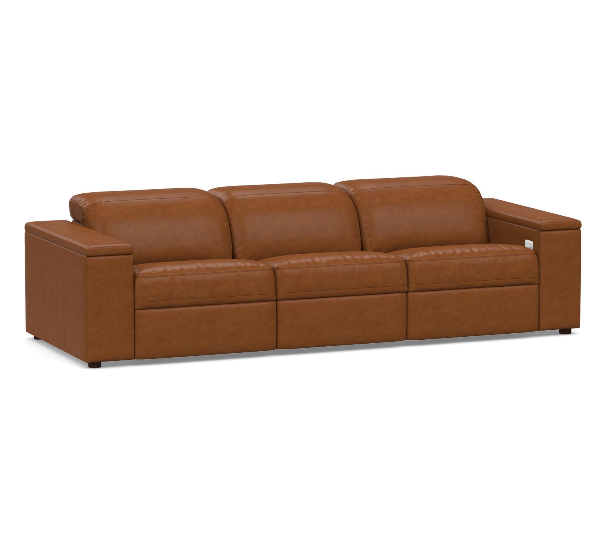 Ultra Lounge Square Arm Leather Modular Sofa (111")