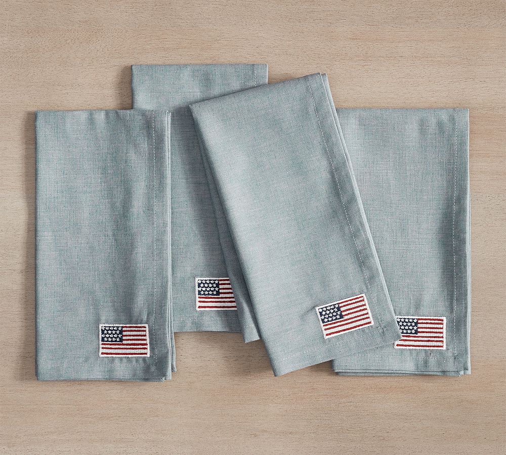 American Flag Icon Cotton/Linen Napkins - Set of 4