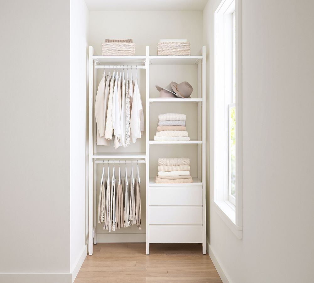 Essential Walk-In&#160;Closet by Hold Everything, 4' Hanging System with 3 Drawers&#8203;