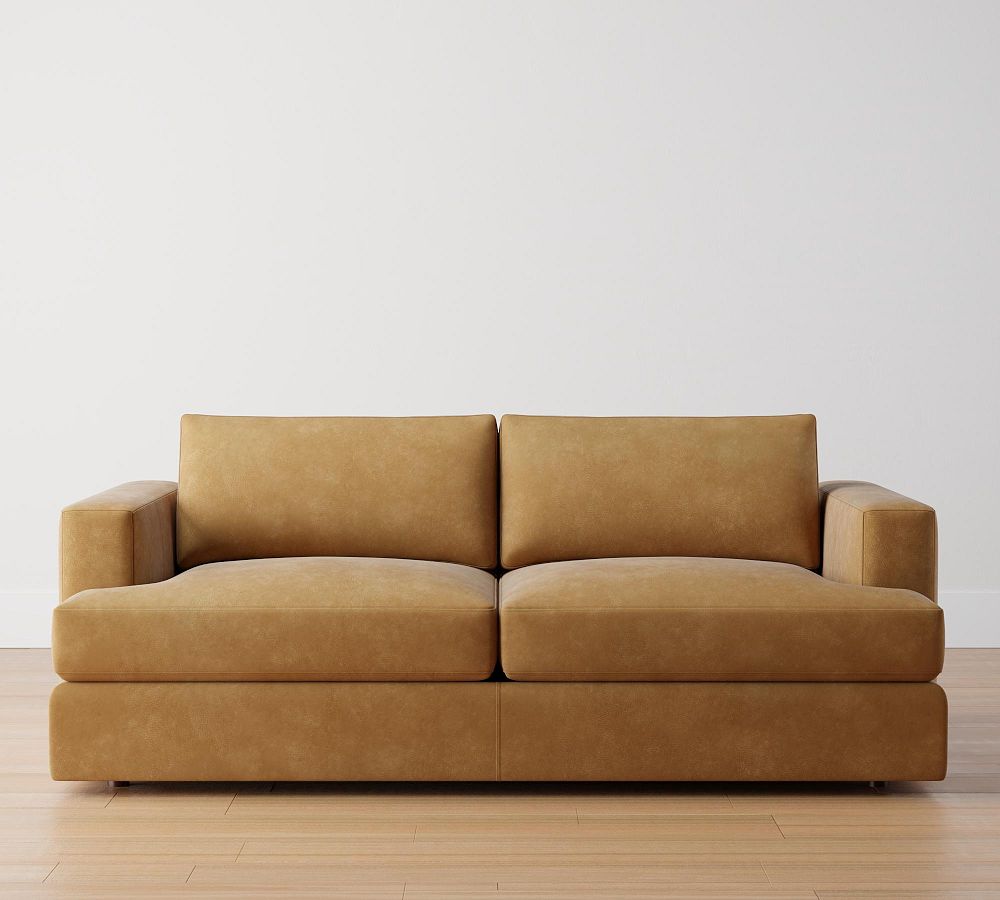 Square Arm Leather Sleeper Sofa