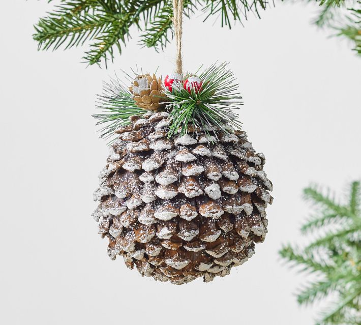 Frosted Pine Cone Ornaments, Set of 12
