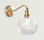Glass Globe Curved Arm Sconce
