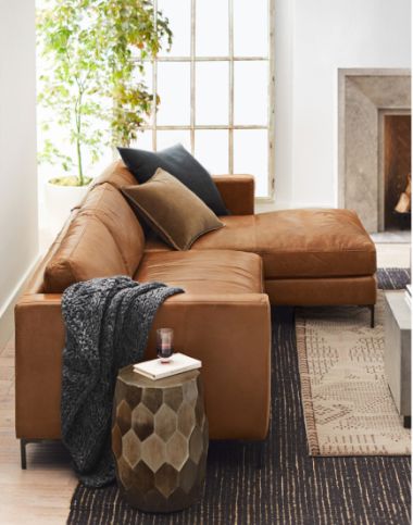 Pottery barn online camel leather couch