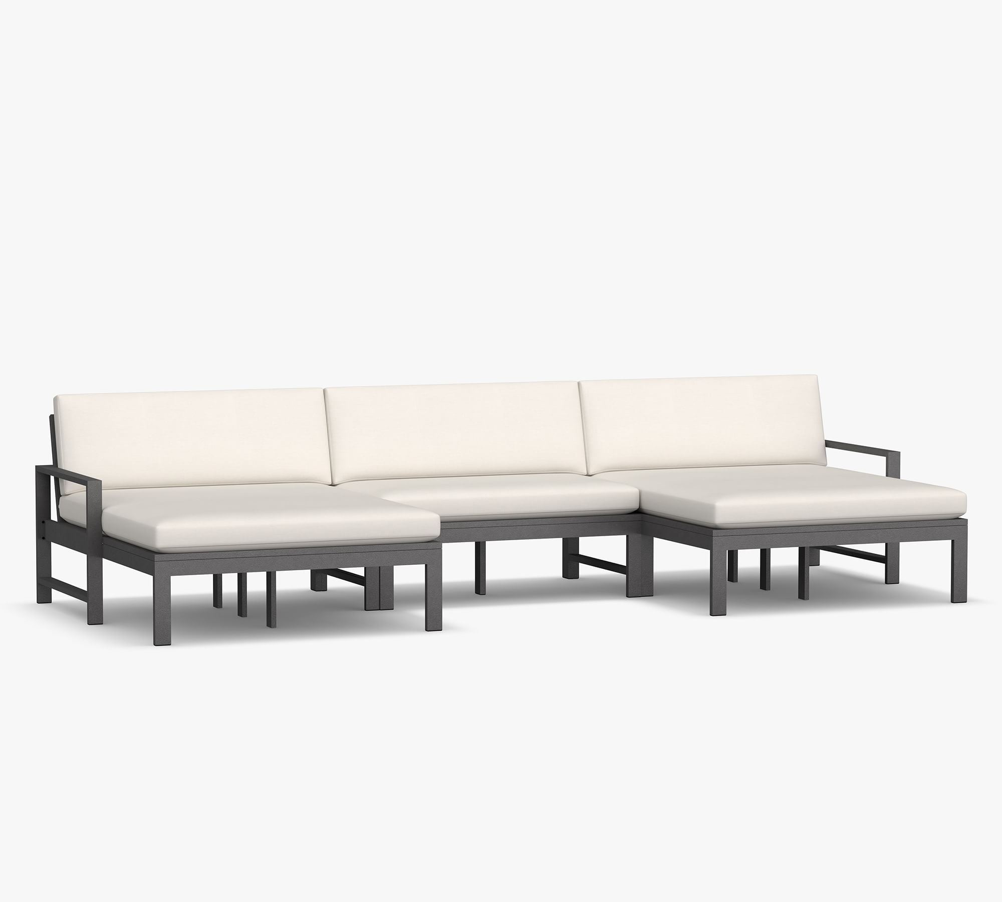 Indio Metal 3-Piece Loveseat Sectional with Ottoman (105")