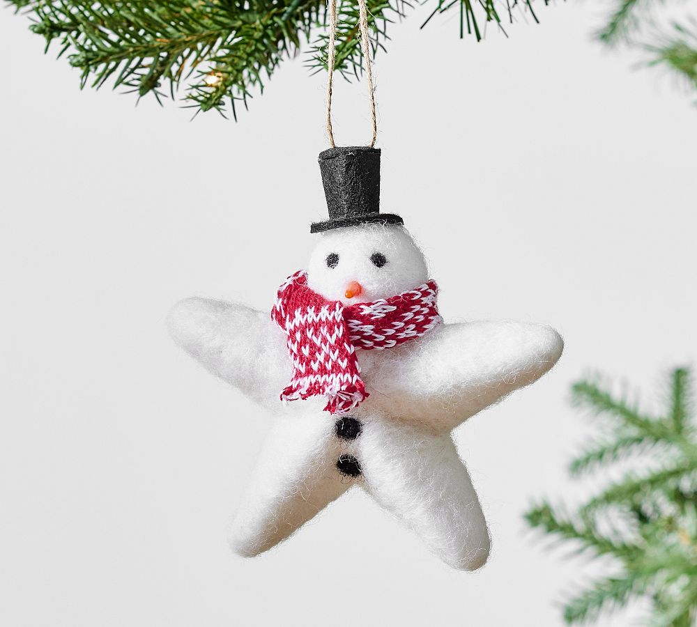 Set of 4 Christmas Tree Wood Ornaments: Reindeer, Christmas Tree, Star &  Snowman