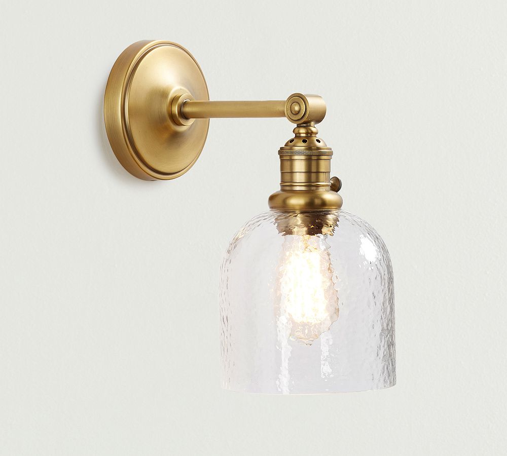 Textured Glass Straight Arm Sconce