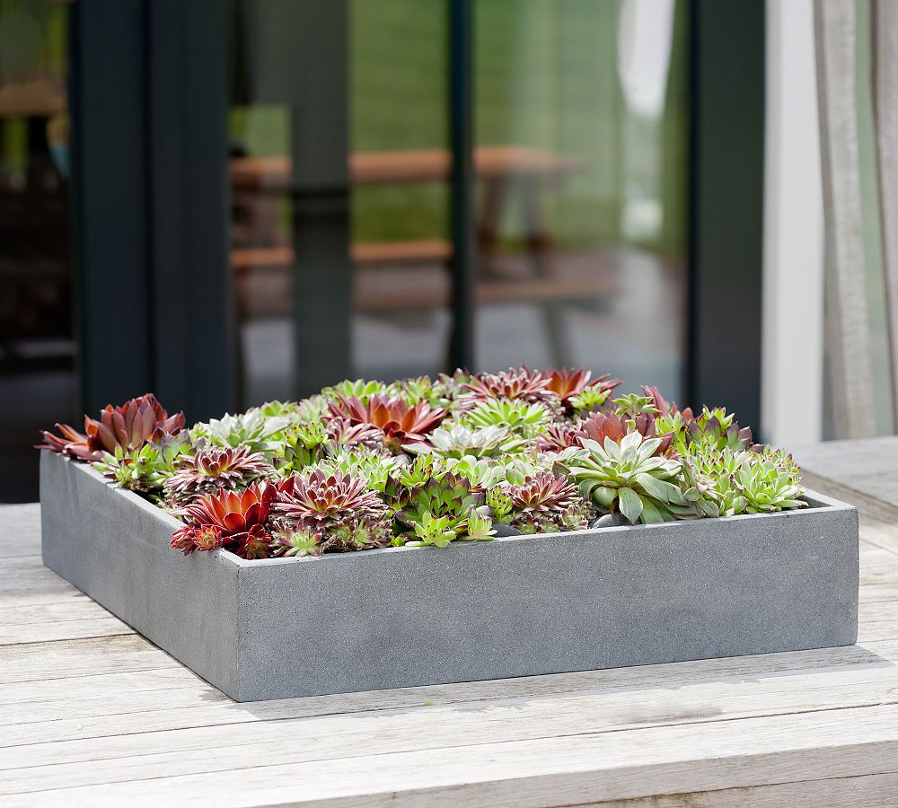 Lightweight Handcrafted Fiber stone Cube Indoor/Outdoor Planter