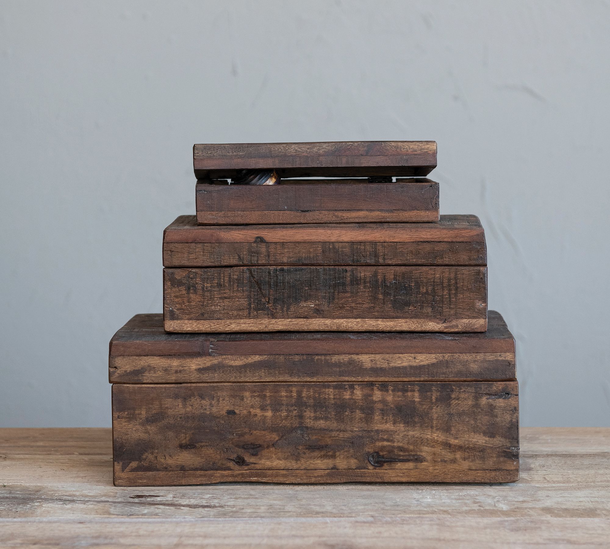 Reclaimed Wood Boxes - Set of 3