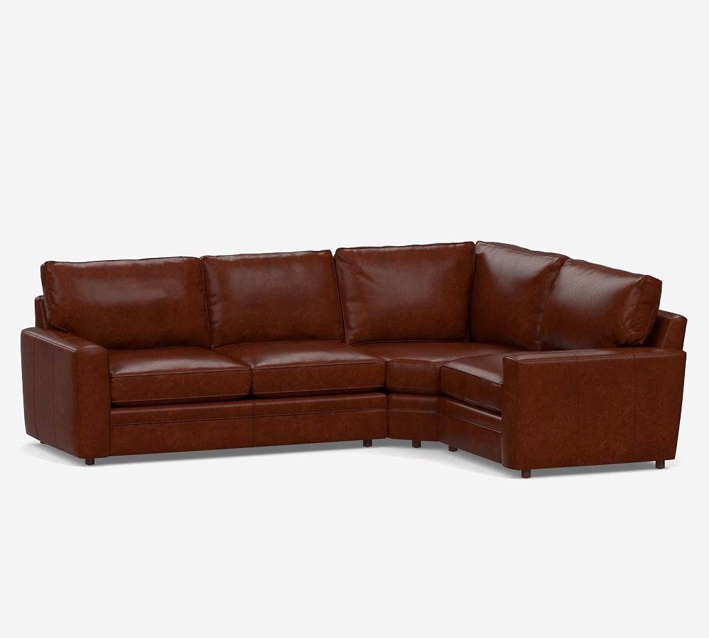 Pearce Square Arm Leather 3-Piece Wedge Sectional