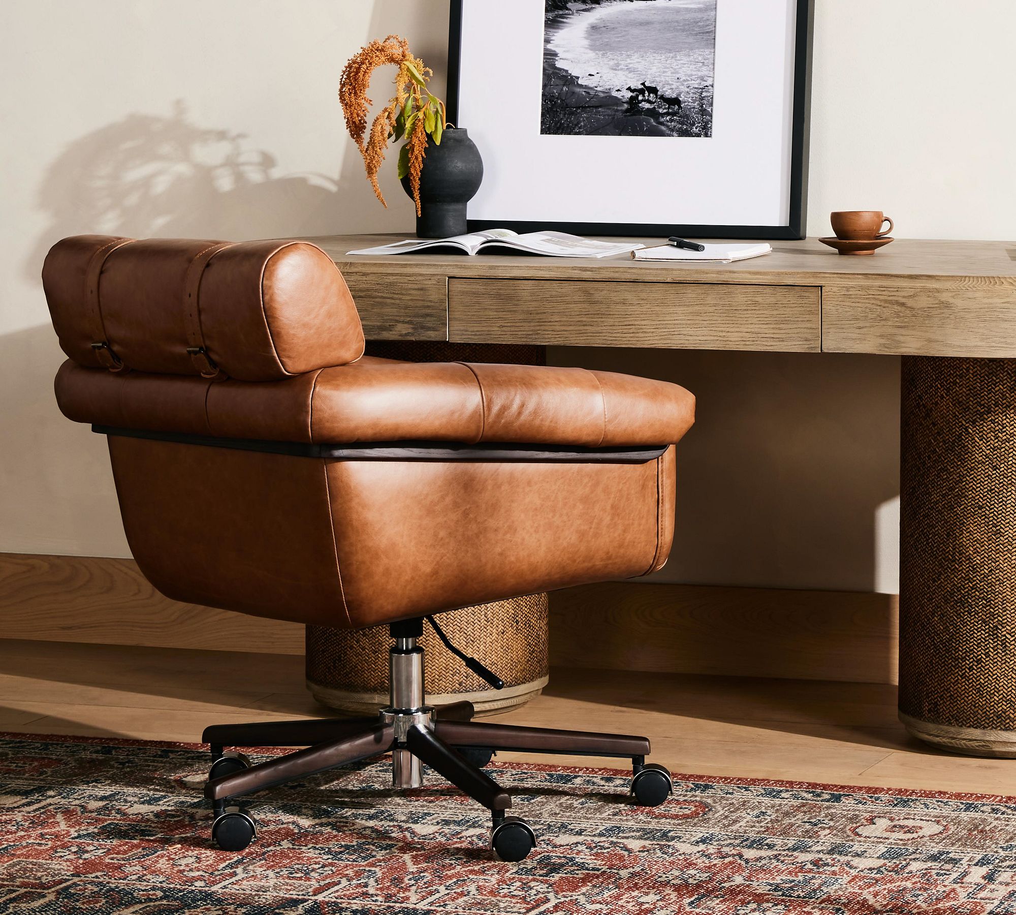 Illiana Leather Swivel Desk Chair